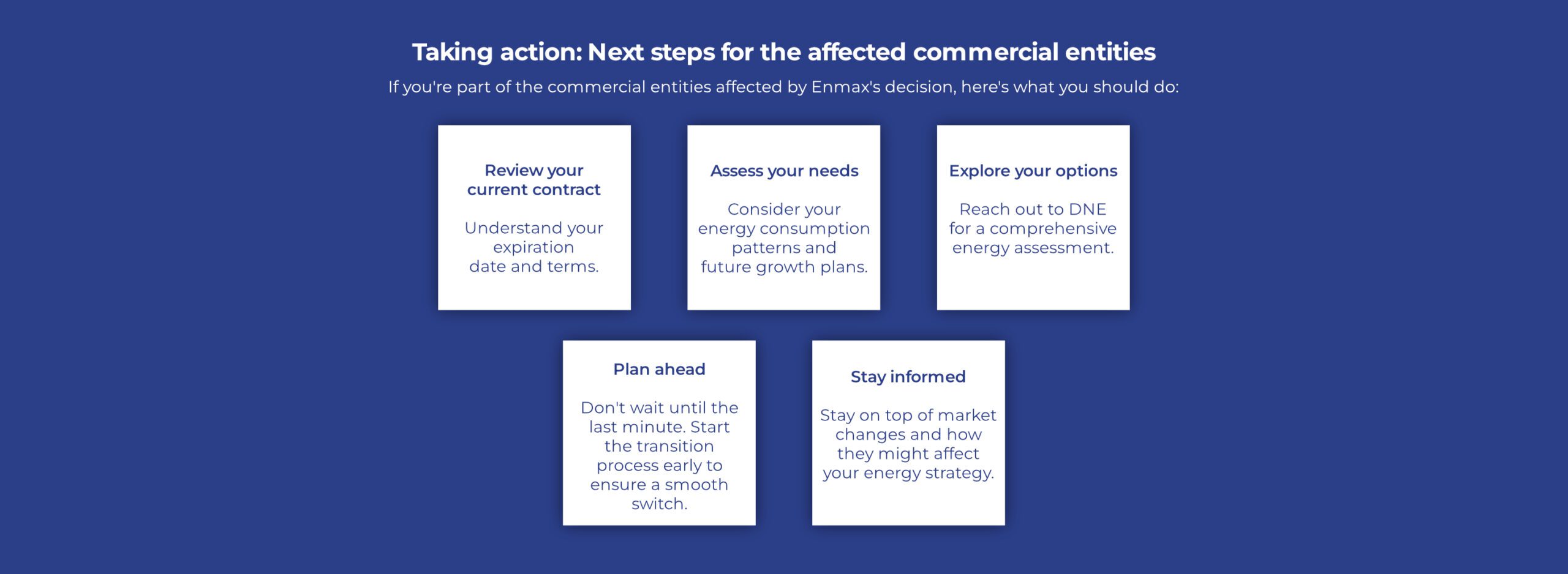 DNE exits the large commercials Next steps for the affected commercial entities