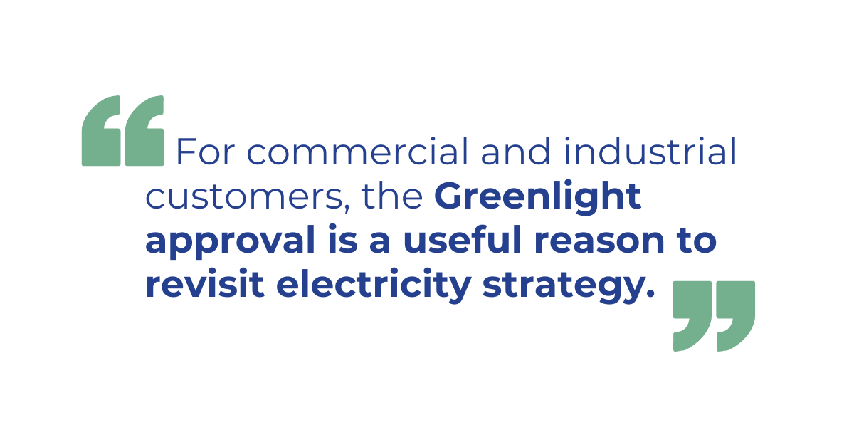 Greenlight approval, electricity strategy